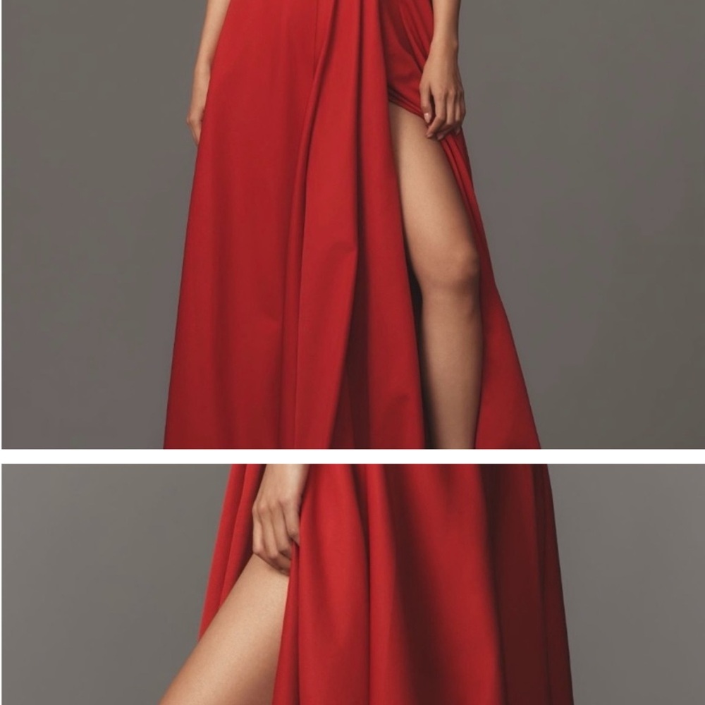 NWT Monique Lhuillier red strapless gown